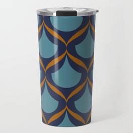 Moroccan Ogee Pattern 2.1 Blue Teal Orange Ribbon Travel Mug