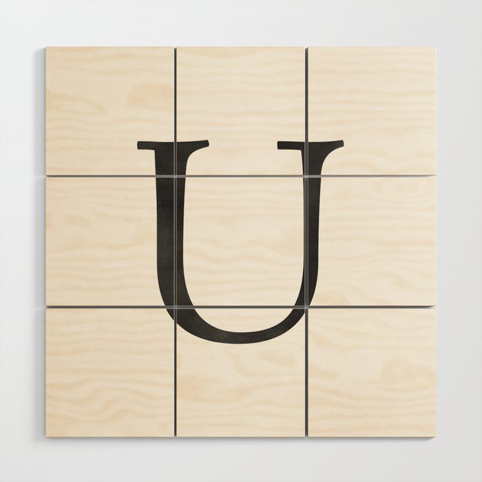 Letter U Initial Monogram Black And White Wood Wall Art By Followmeinstead