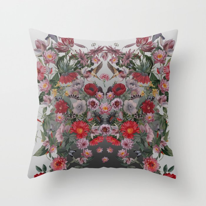 Flowers and Animals Throw Pillow