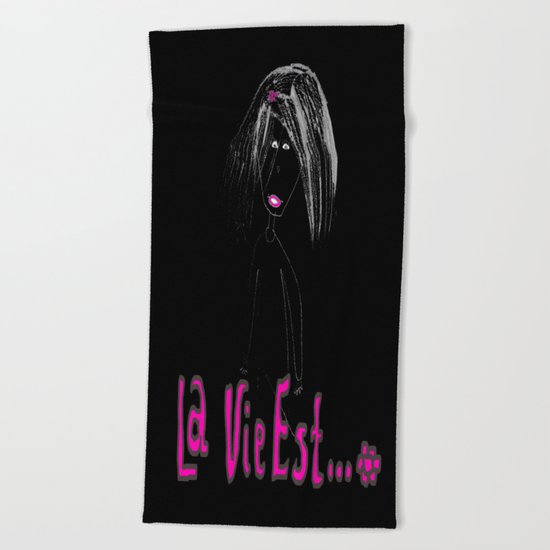 La Vie Est | Belle | Road | Travel |Kids Painting |by Elisavet Beach Towel