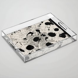 England, Leicester - Artistic Map - Black and White Acrylic Tray