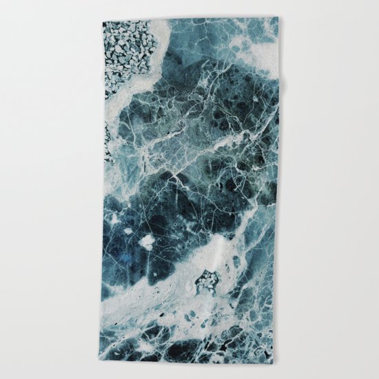 Blue Sea Marble Beach Towel