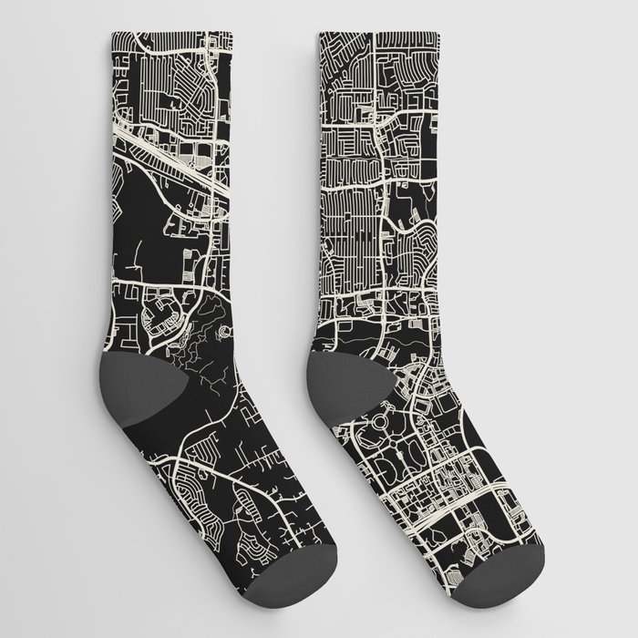 USA PLANO City Map - Black and White Socks