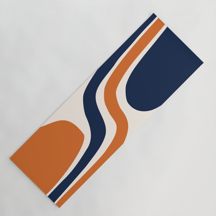 Abstract Shapes 66 in Vintage Orange and Navy Blue Yoga Mat