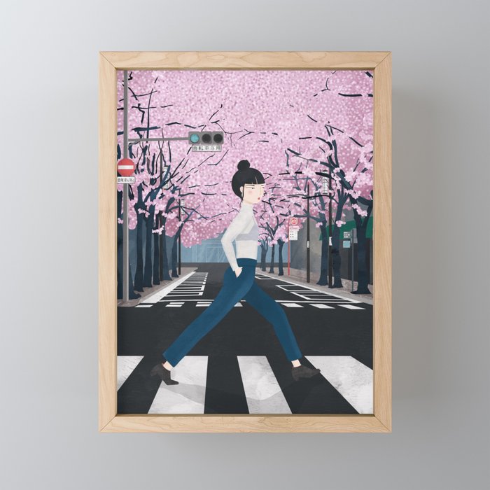 Tokyo Morning Walk Framed Mini Art Print