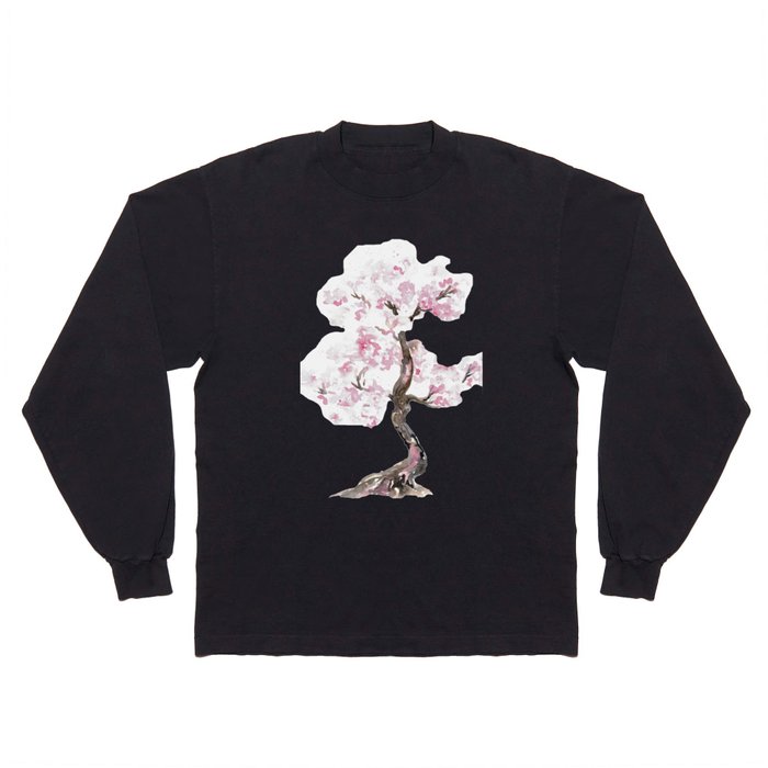 Cherry tree blossom flowers Watercolor Painting  Long Sleeve T Shirt