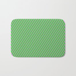 [ Thumbnail: Lime and Orchid Colored Stripes/Lines Pattern Bath Mat ]