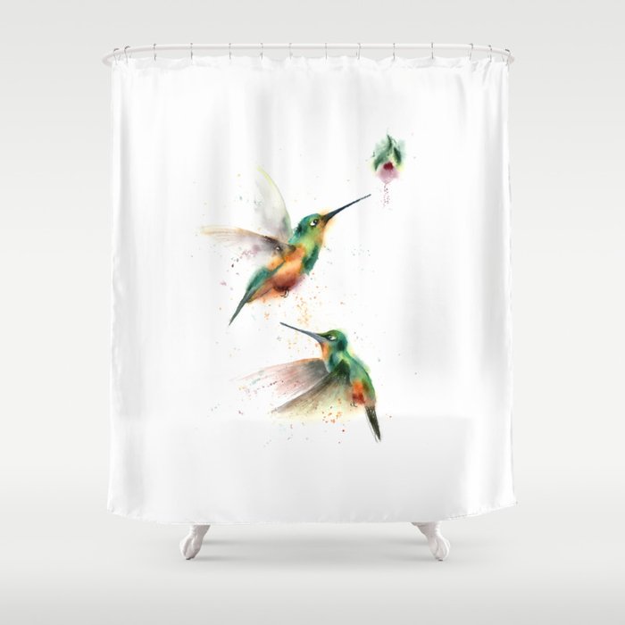 Two Hummingbirds Shower Curtain