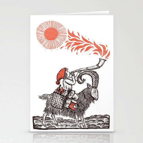 Yule Goat and Solstice horn Stationery Cards