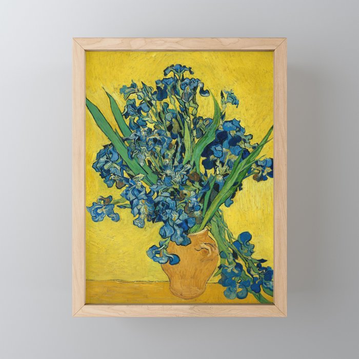 Vincent van Gogh "Vase with irises on a yellow background" Framed Mini Art Print