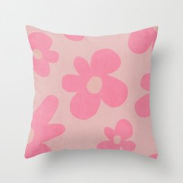 Pink Flowers Minimalist Original Artwork  Throw Pillow