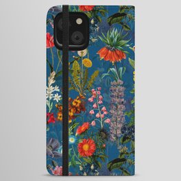 Vintage & Shabby Chic - Blue Midnight Spring Botancial Flower Garden iPhone Wallet Case