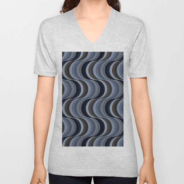 Art Deco No3–gray black silver V Neck T Shirt