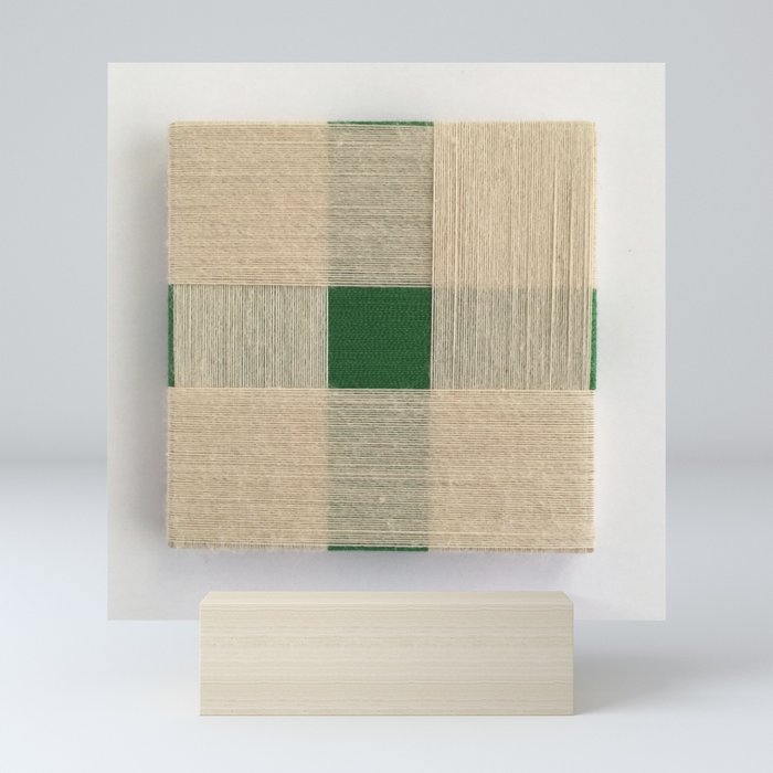 Green Square - fiber art Mini Art Print