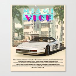 Cars and Classics - Miami Retro with iconic car Poster Canvas Print