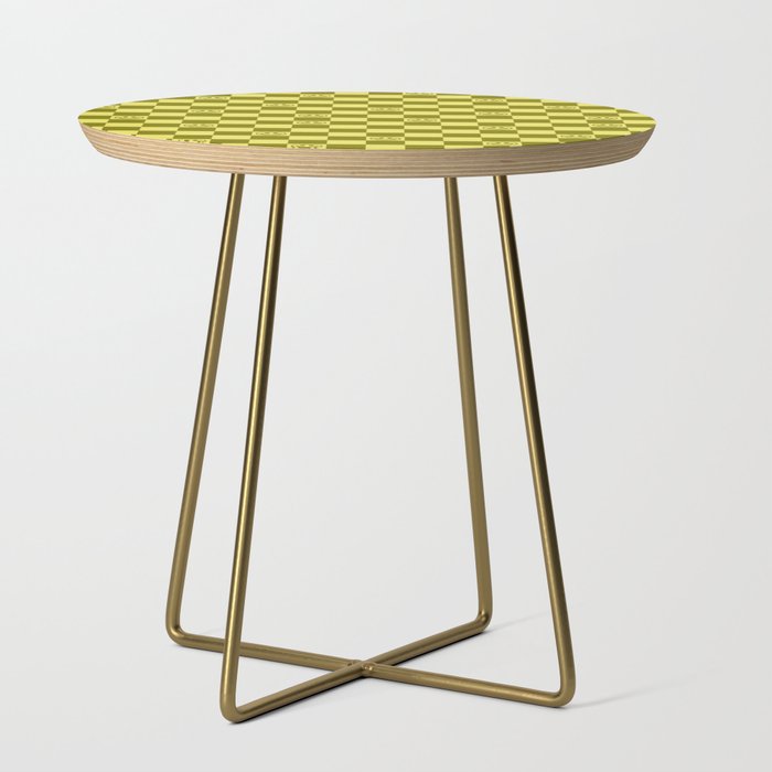 Yellow/Olive Color Smiley Face Checkerboard Side Table