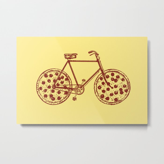 Bicycle with Pepperoni Pizza Tires Metal Print