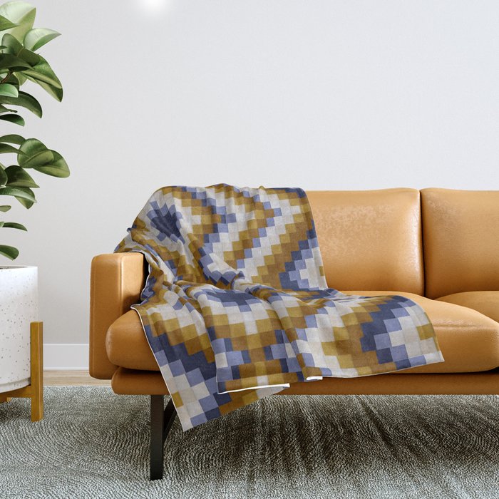 Patchwork pattern - sand and blue Throw Blanket