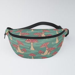 Fly Agaric, Magic Mushroom Pattern, Blue, Red Fanny Pack