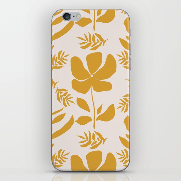 Leaves and Flowers in Mustard Yellow iPhone Skin