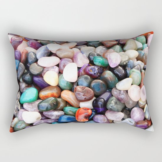 Polished Coloured Gemstones Rectangular Pillow