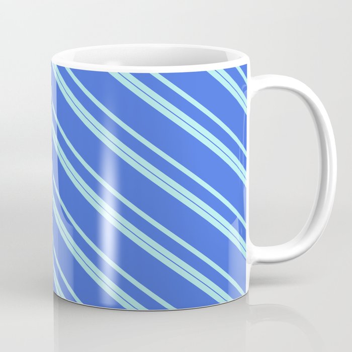 Turquoise & Royal Blue Colored Lined Pattern Coffee Mug