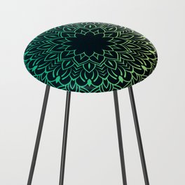 Green Color Gradient Mandala Art Design Counter Stool