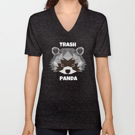 Trash Panda. cartoon cute funny retro raccoon face V Neck T Shirt