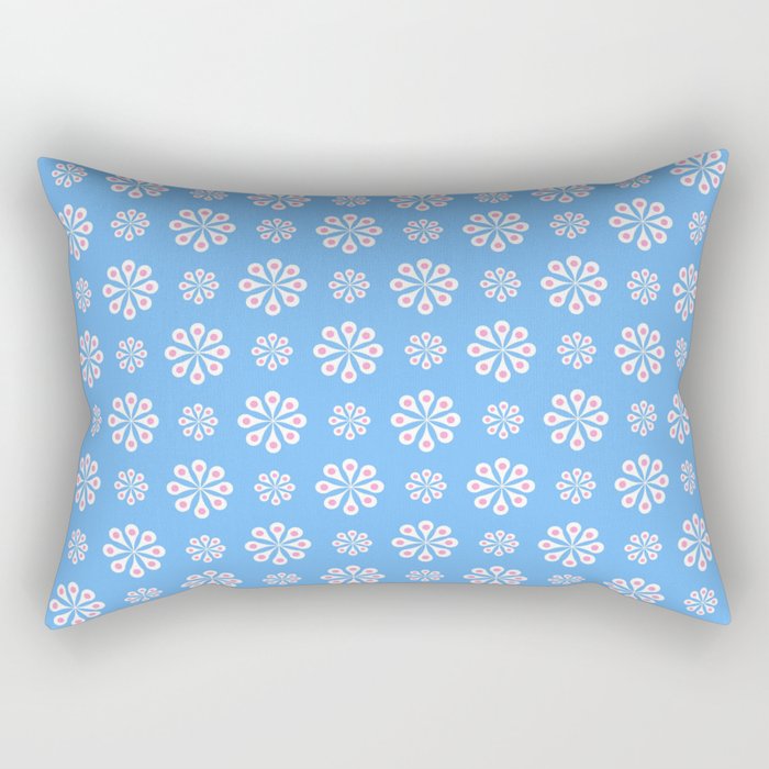 geometric flower 60 blue and pink Rectangular Pillow