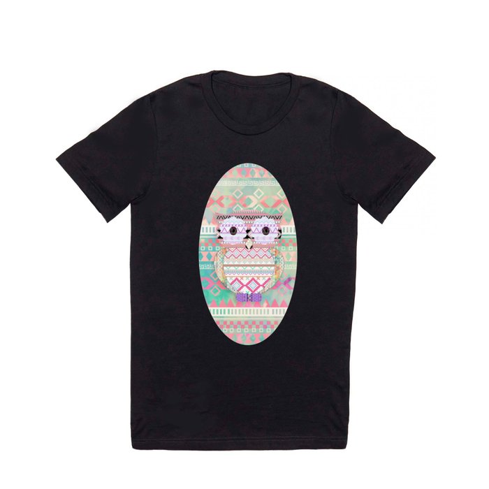 Hoot!  Whimsical Tribal Owl Pastel Girly Tie Dye Aztec T Shirt