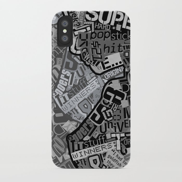 Black and White Typography Collage iPhone Case