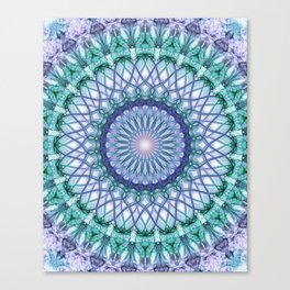 Pretty mandala in light blue and green tones Canvas Print