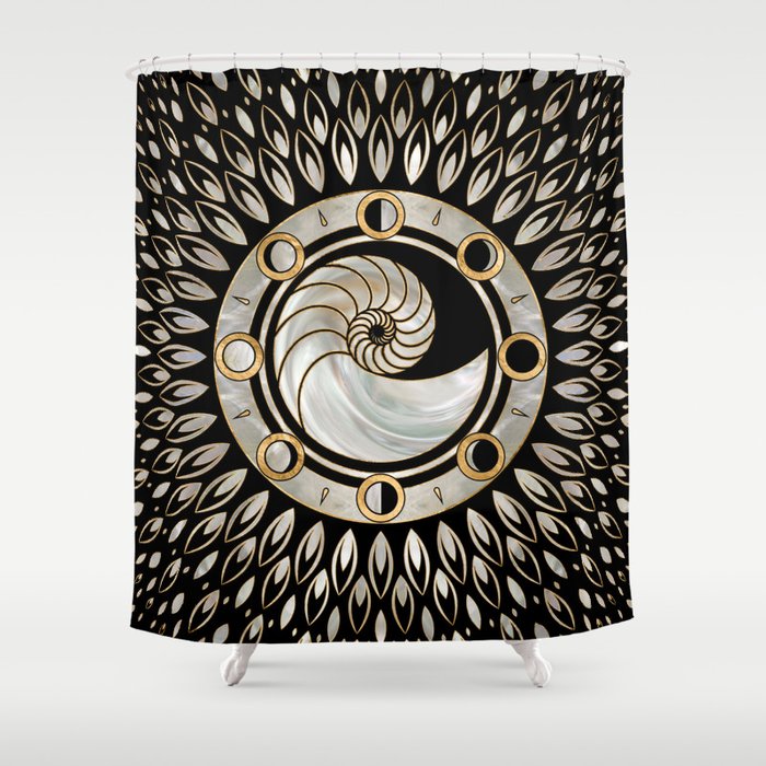 Nautilus Shell - Moon Phases Shower Curtain