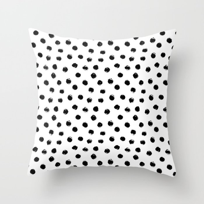 Polka Dots Black and White Throw Pillow
