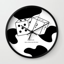 Dices of Life  Wall Clock | Pattern, Graphicdesign, Pop Art, Dices, Black And White, Takeachance, Digital, Motivation, Minimal 