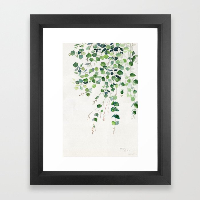 Eucalyptus Watercolor Framed Art Print