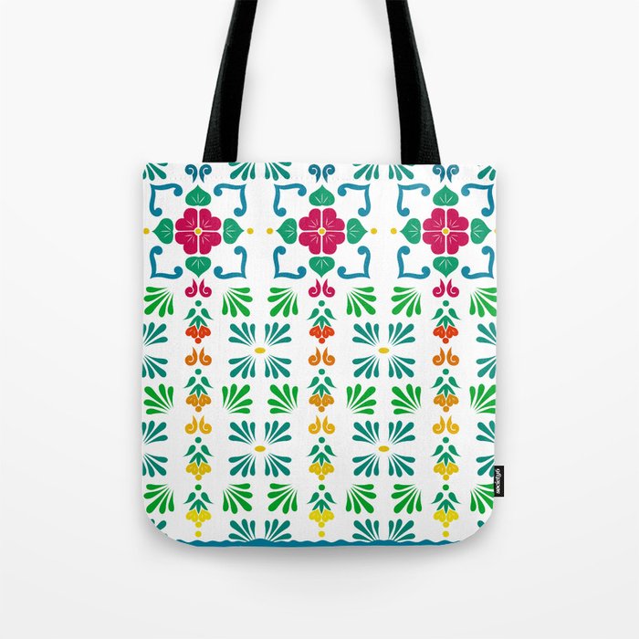 Green 3, Framed Talavera Flower Tote Bag