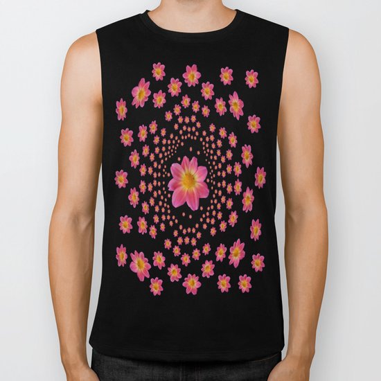 Pink Dahlia Explosion Biker Tank