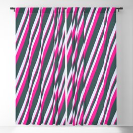 [ Thumbnail: Dark Slate Gray, Lavender & Deep Pink Colored Lines/Stripes Pattern Blackout Curtain ]