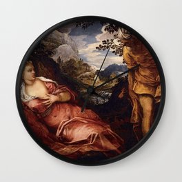 Tintoretto - The Meeting of Tamar and Juda Wall Clock