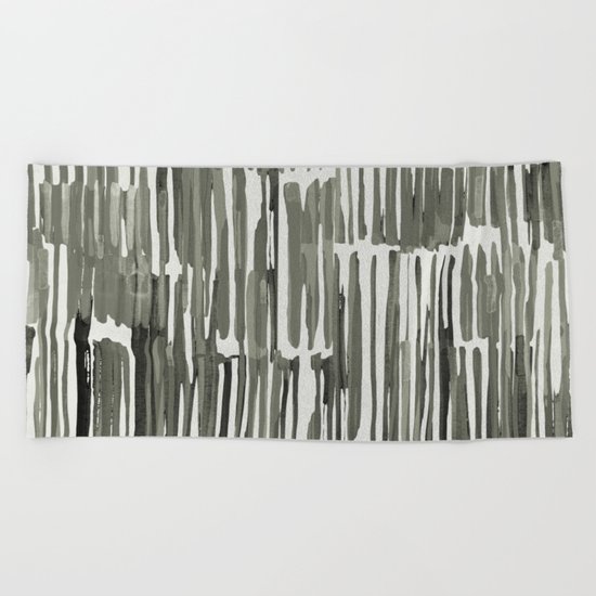 Simply Bamboo Brushstroke Green Tea on Lunar Gray Beach Towel