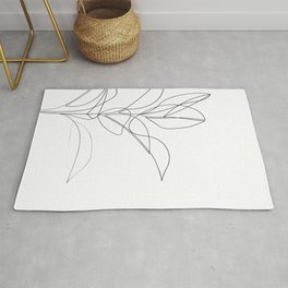 Continuous Line Rubber Plant Drawing Rug