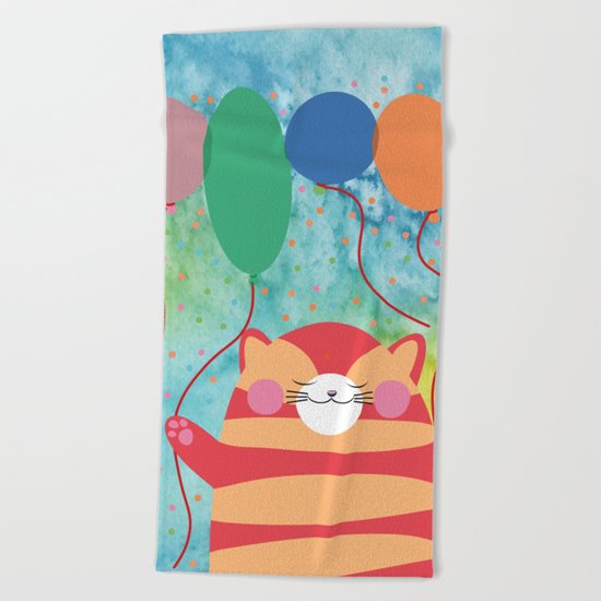 Red Cat Beach Towel
