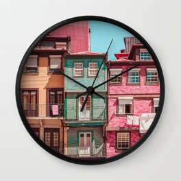 Messy houses in Porto Wall Clock