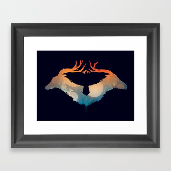 Night sky over savanna Framed Art Print