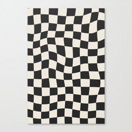 Black and White Wavy Checkered Pattern Canvas Print