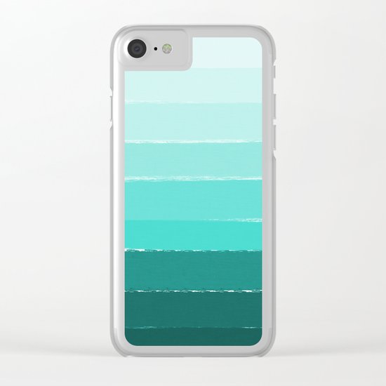 Ombre brushstrokes modern minimal ocean abstract painting wall art Clear iPhone Case