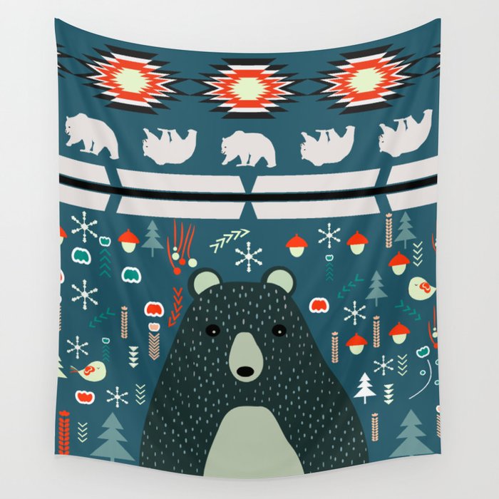 Bear Christmas decoration Wall Tapestry