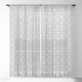 Small White Polka Dots On Light Grey Background Sheer Curtain