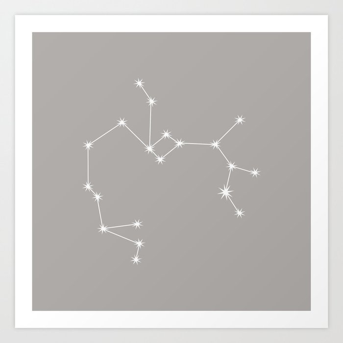 SAGITTARIUS Taupe Gray – Zodiac Astrology Star Constellation Art Print